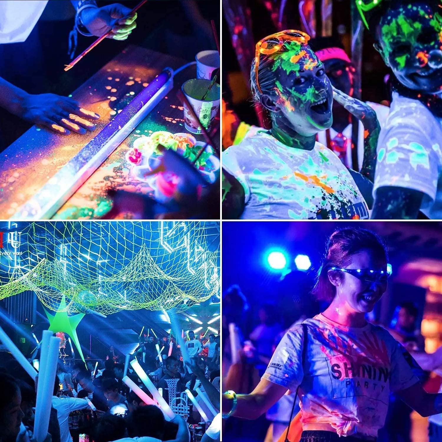 XYCN 2 Pack 100W LED Schwarzlicht Schwarzlicht Flutlicht mit Stecker und Schalter, IP66 Wasserdicht Schwarz Flutlicht Neon Glow für Glow Party, Halloween, Fluoreszierendes Poster, Körperfarbe