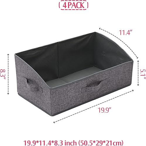 Miniatura 2 de Paquete de 4 contenedores trapezoidales grandes plegables con asa, organizador de almacenamiento de tela, contenedores de tela, caja de lino, cestas