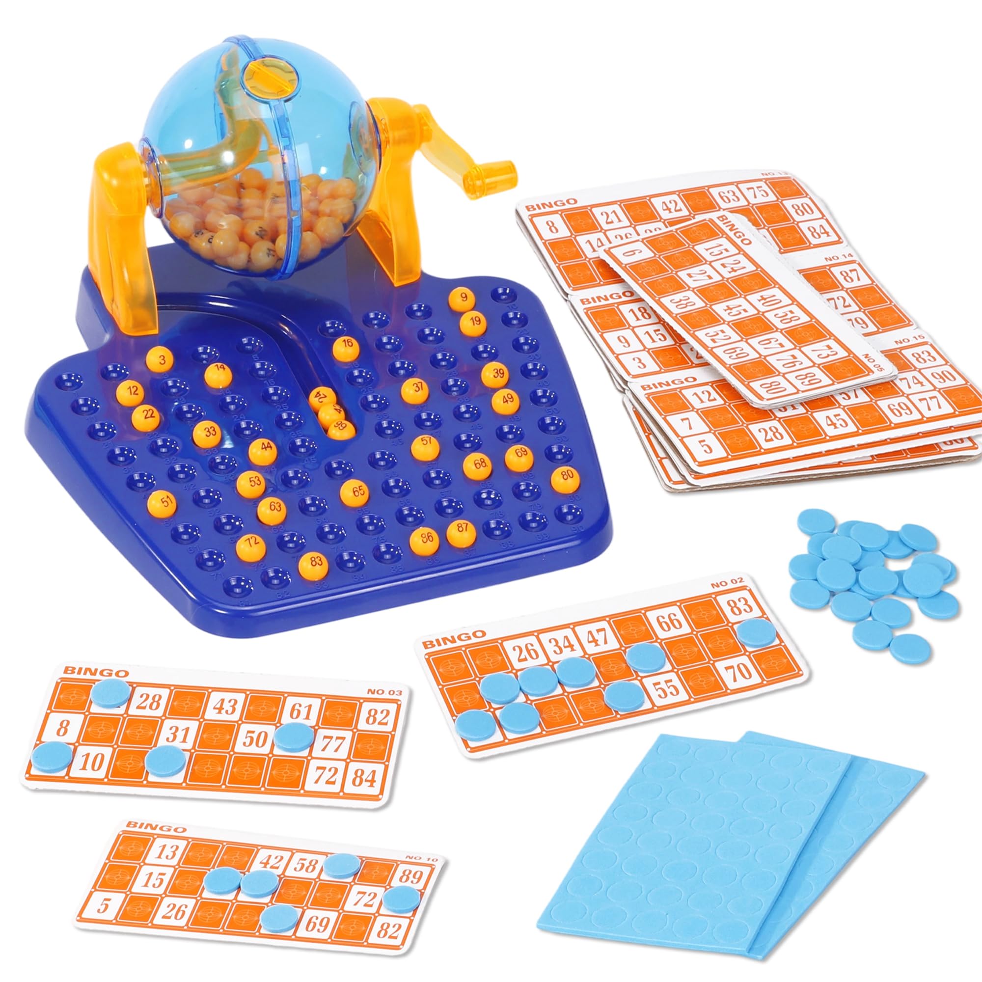 Vinsani Bingo Game Set with 90 Balls & 72x Numbered Cards, Traditional Family Lotto Board Game with 120x Counters - Fun Christmas Party Tombola Activity for Kids & Adults