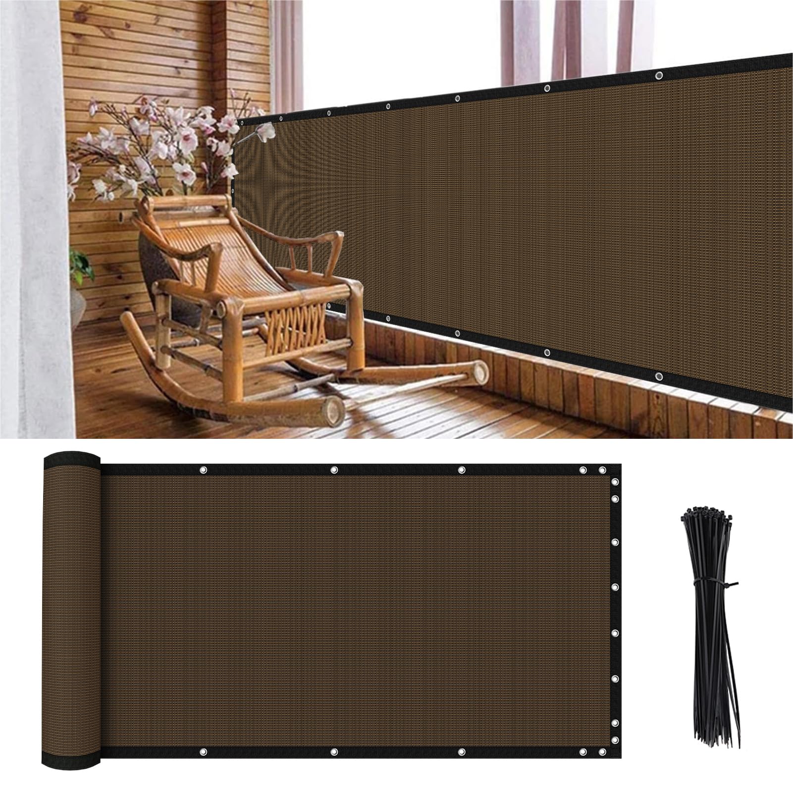 Clôture Brise-vue Pour Balcon De 1,2 X 7,6 M, Filet D'ombrage En Maille De Blocage à 90 % – Très Résistant Pour Extérieur, Porche, Patio, Terrasse, Arrière-cour (vert