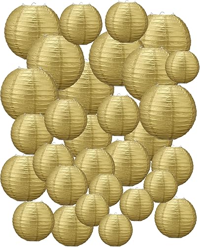 Miniatura 24 de Treela 48 linternas de papel para decoración de fiesta, decoración de papel redondo chino de 4/6/8/10 pulgadas, lámparas colgantes asiáticas