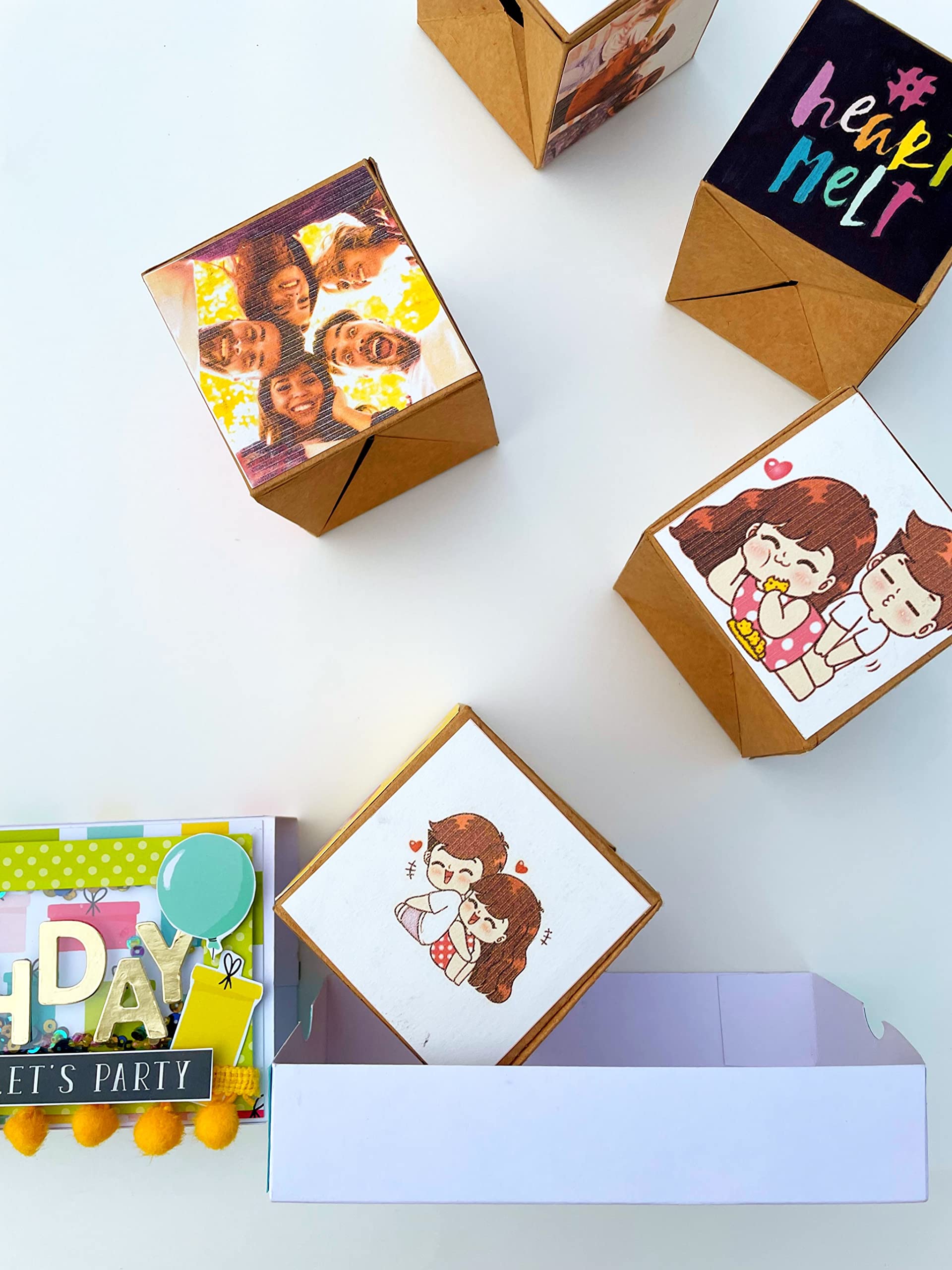 Crafted Forever Surprise/prank jumping out cubes mini album for birthday, pop up card, 5 blank cubes included, can hold 20 photos (B09Q3PMC3X) Amazon Price History, Amazon Price Tracker