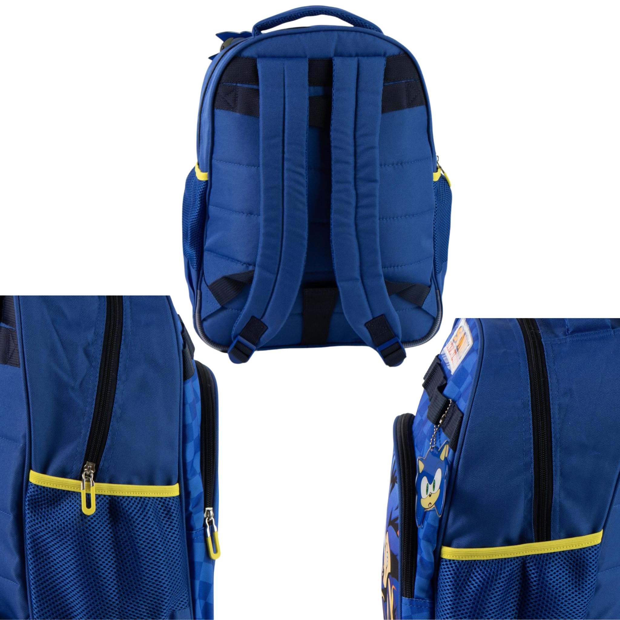 Sonic the Hedgehog - Mochila escolar para niños, 2 compartimentos, ligera, bolsa para libros grande con bolsillo frontal y bolsillo lateral de malla para botellas, mochila de viaje para niños, mochila