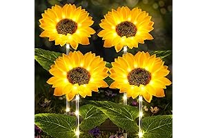 4 Pack Solar Garden Lights, Sunflower Outdoor Solar Lights for Outside with...