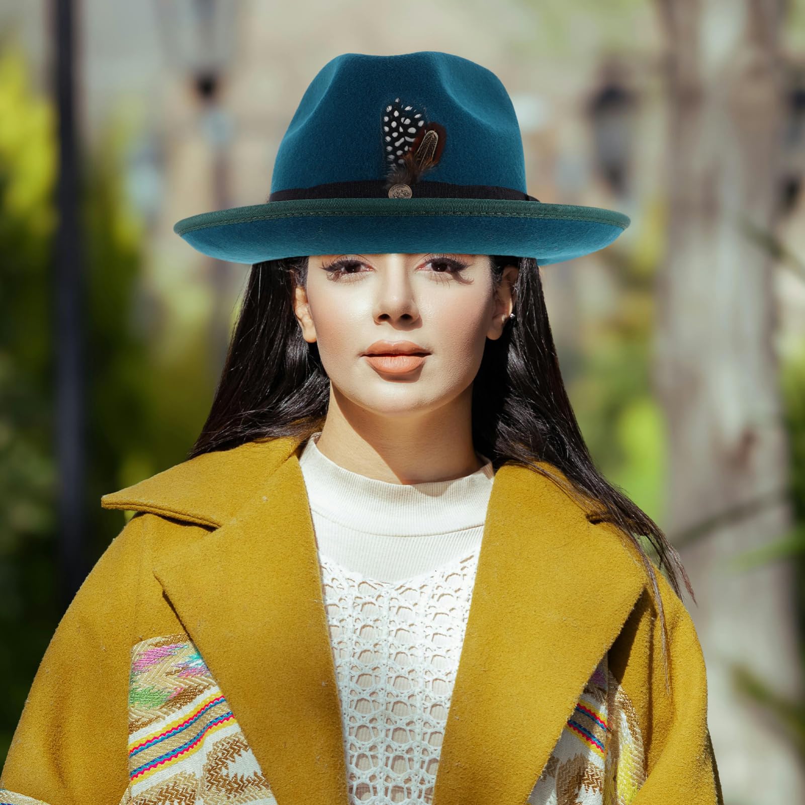 SHERCHPRY Gorro De Lana Sombrero Fedora De Fieltro para Hombre Mujer Sombrero Western De Dos para Bodas y Fiestas