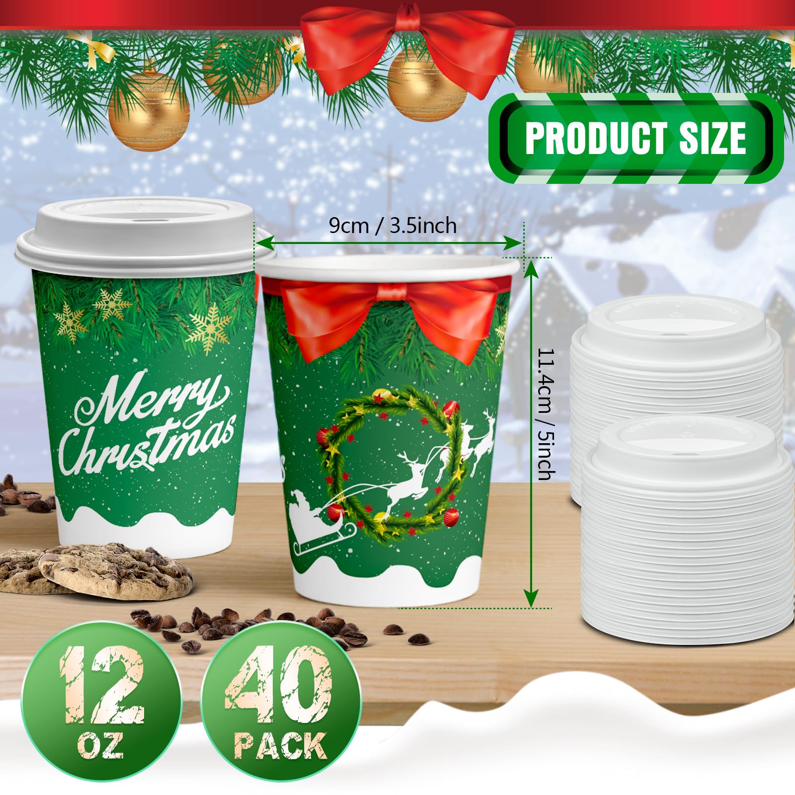 Amazon.com: JOYEUX Christmas Disposable Coffee Cups with Lids 12 oz, To Go Coffee  Cups, Holiday Paper Cups for Hot Cocoa, Hot Chocolate, Drinks Supplies, Xmas  Dinner Party - 40 Pack : Health & Household