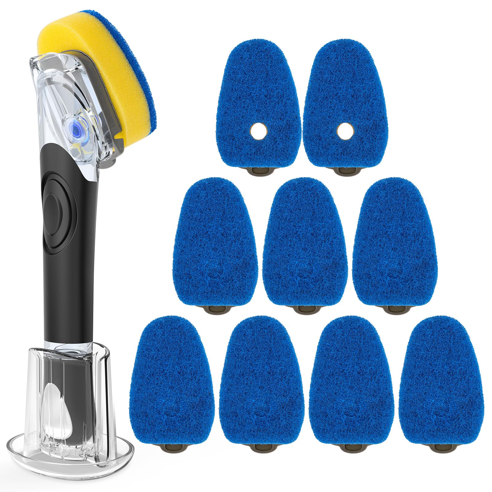 Dish Wand with Handle, 10 Pcs Non-Scratch Refills Replacement Sponge Heads