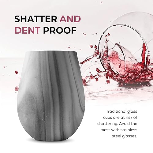 Miniatura 6 de Vasos de vino irrompibles de acero inoxidable juego de 4 copas de vino de 18 onzas Juego de copas de vino para vino rojo y blanco sin tallo de acero