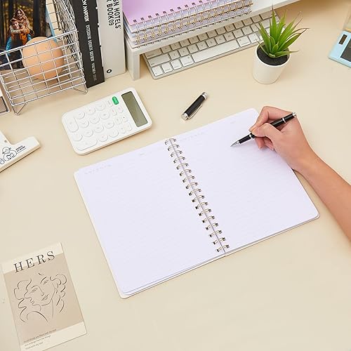 Miniatura 4 de Cuaderno de espiral de piel sintética, 6.3 x 8.5 pulgadas, 160 páginas con bolsillos internos, tapa suave, cuaderno de encuadernación de doble