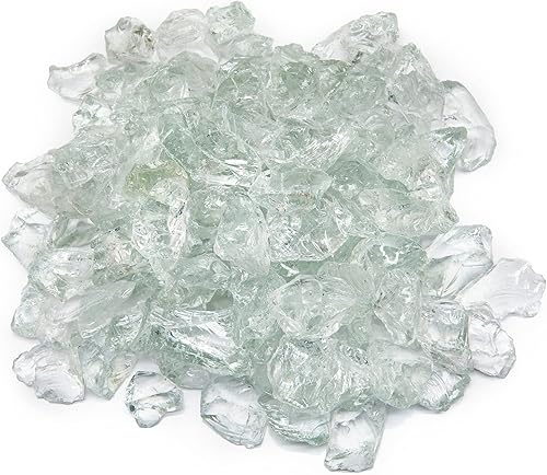 TWINKLING Piedra de grava de vidrio de fuego de alto brillo, vidrio roto, vidrio para fogata, vidrio triturado para decoración de acuario, fosa de
