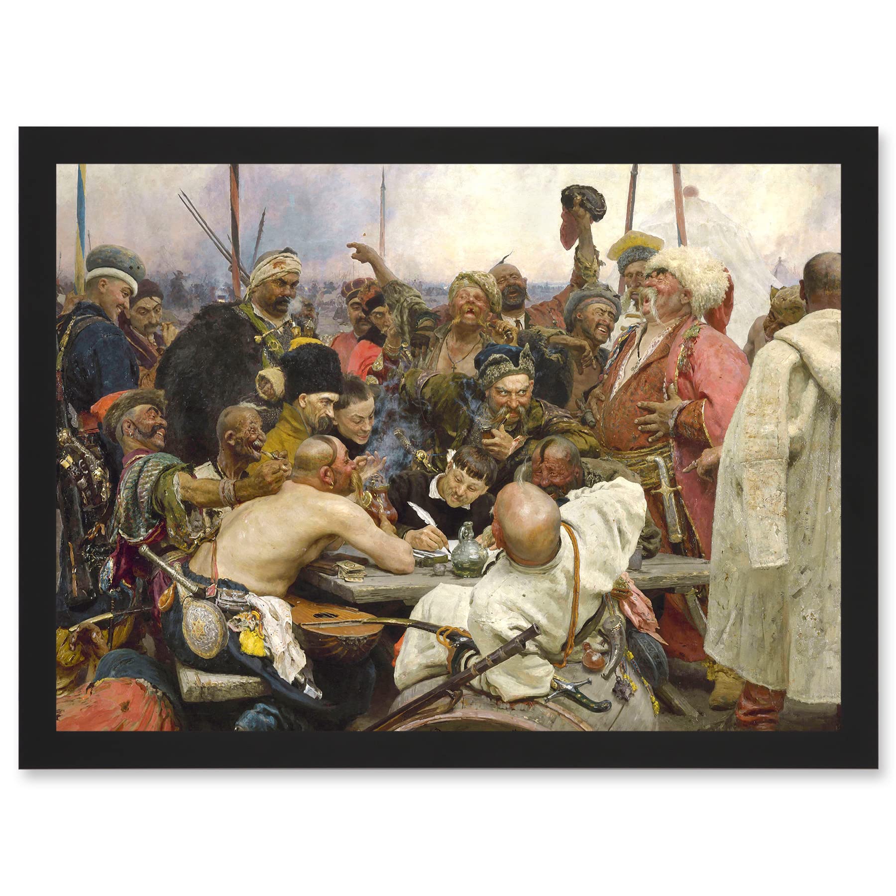 Artery8 Ilya Yefimovich Repin Cossacks Old Master Painting Artwork Framed Wall Art Print A4