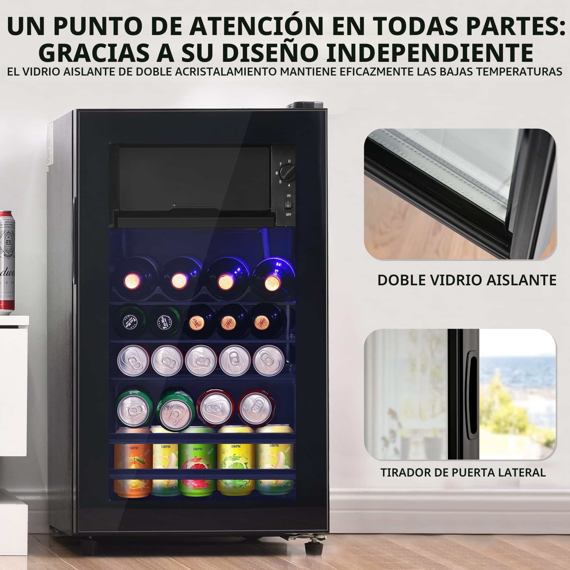 Merax 76L Mini Refrigerator, Freestanding Beverage Cooler with 70L
