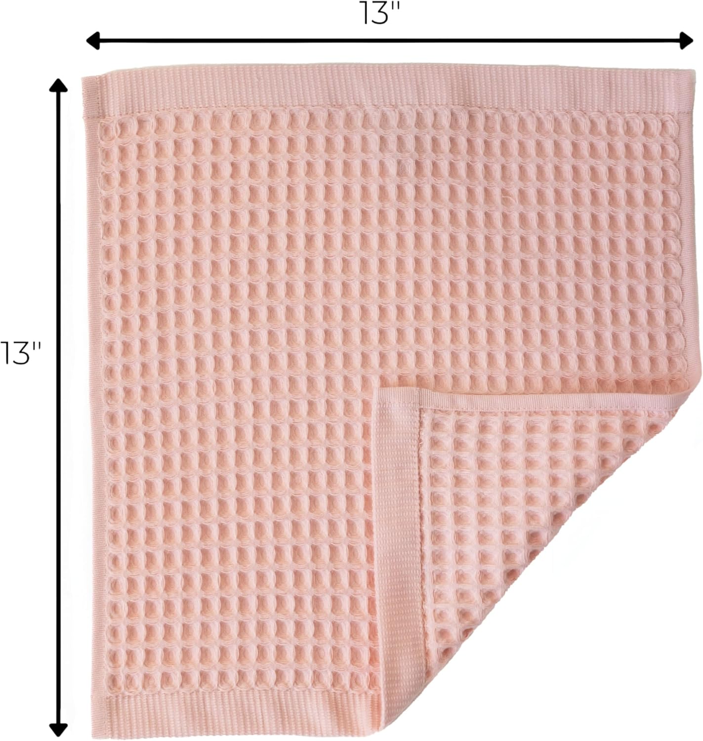 Waffle Washcloths Set of 8 Pink - Premium Quality 100% Turkish Cotton Face Washcloth, Soft Makeup Towel, Shower Cloth, Kitchen Towel (Light Pink, Set of 8 Washcloths)