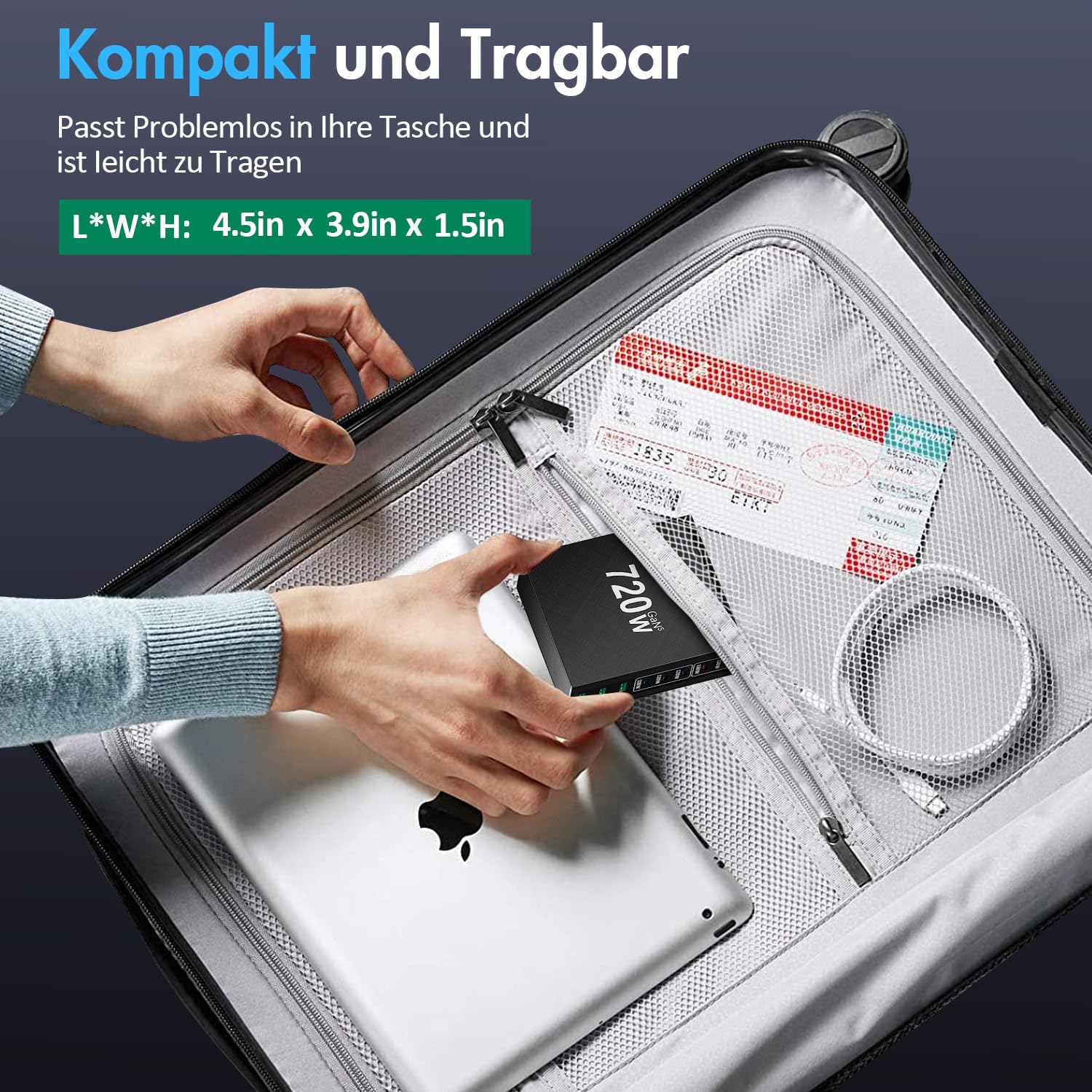 720W USB C Ladegerät: 8-Ports Schnellladegerät mit 5 USB-C und 3 USB-A, Dual-PD PPS Ladestation für Laptop, MacBook, iPad, Lautsprecher, iPhone 16/15/14 Serie, Samsung usw