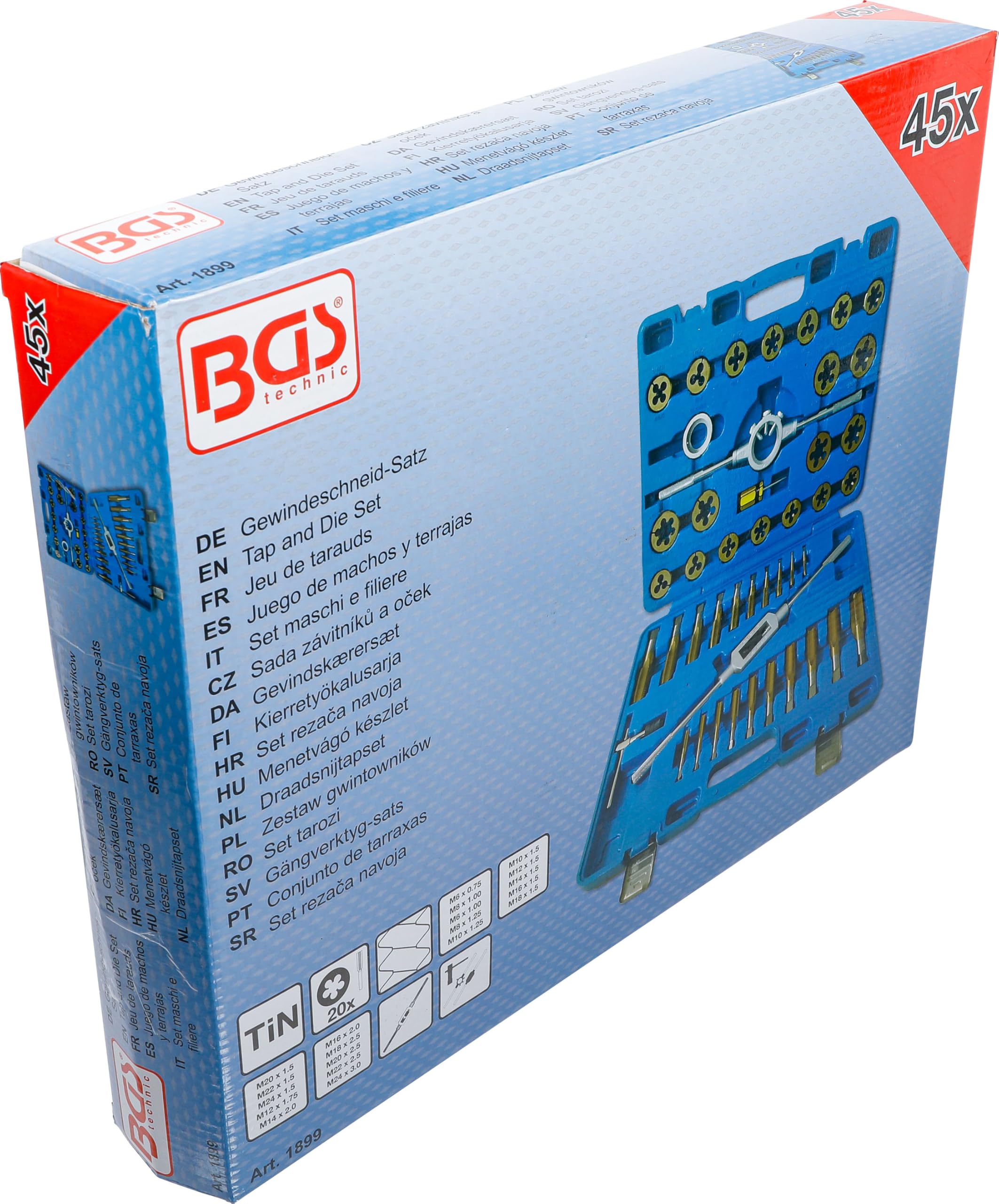 BGS 1899 | Set maschi e filiere | rivestimento in stagno | M6 - M24 | 45 pz.