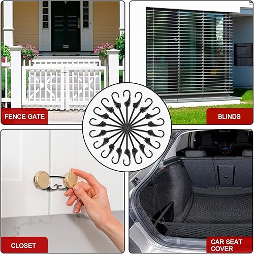 Miniatura 3 de Mini cuerdas elásticas de 4 pulgadas con ganchos, 20 ganchos elásticos negros con resistencia a los rayos UV, cordones elásticos de 0.197 pulgadas