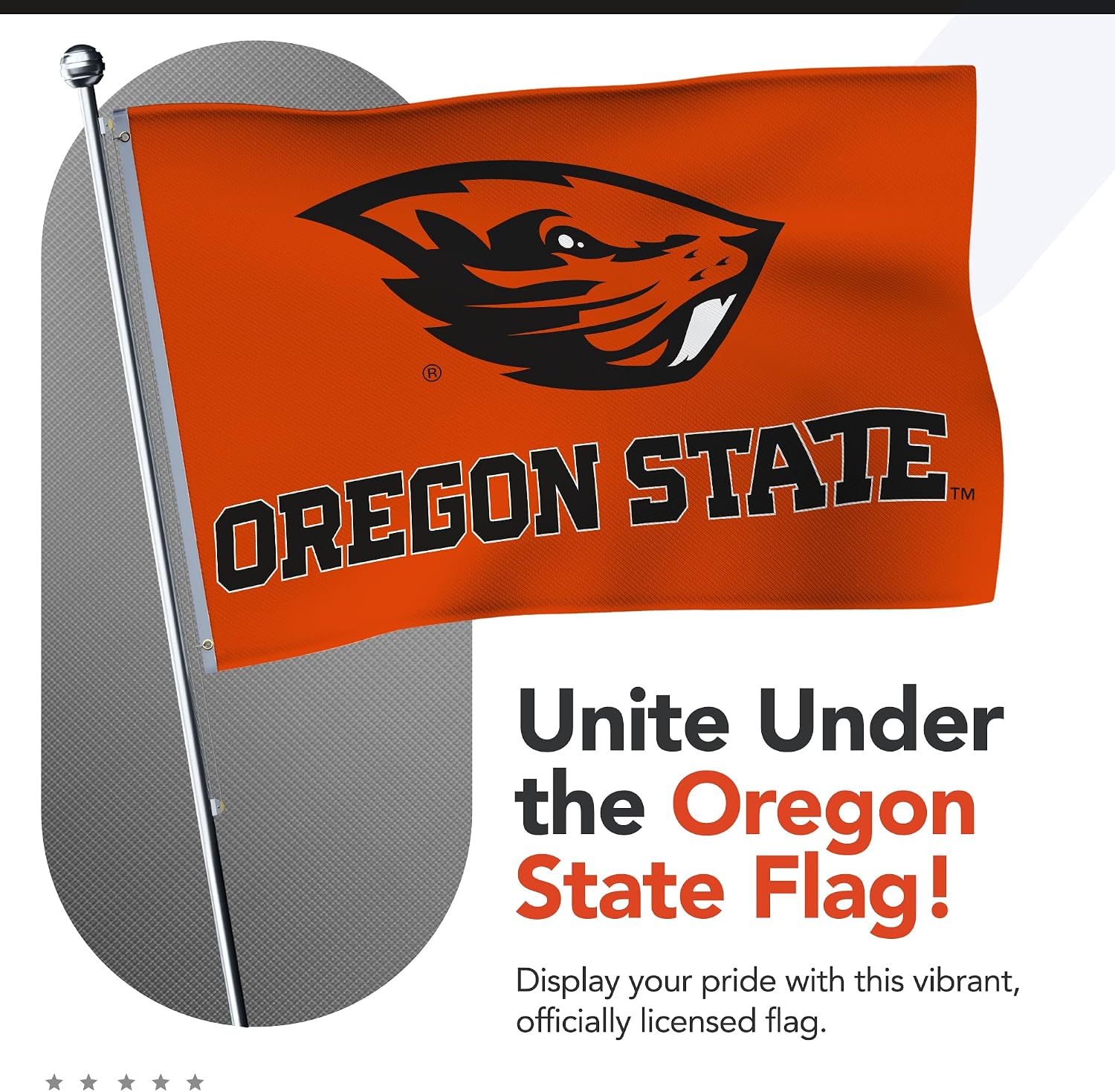 Oregon State Beavers College Sports Printed Flag - NCAA Licensed (Orange, Black, 5' x 8')