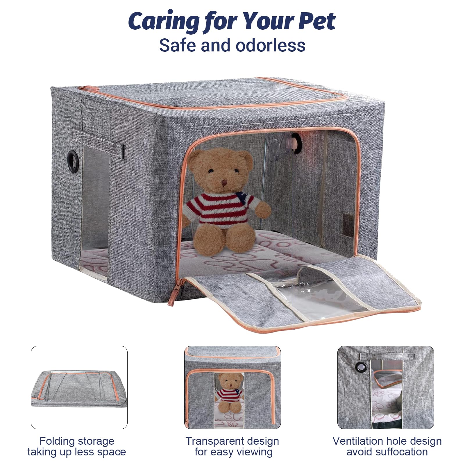 REDDOUDOU Pet Oxygen Chamber, Pet Incubator, Small Animal Nebulizer Box, Pets Delivery & Feeding with Padded Cotton, Pets Nebulizer Accessories for Dogs, Cats, Puppies, Kittens(100L)