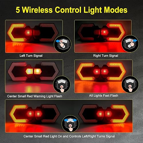 Miniatura 3 de Antfire 4 luces traseras de bicicleta con señales de giro, luces direccionales recargables por USB, luces LED brillantes delanteras y traseras de