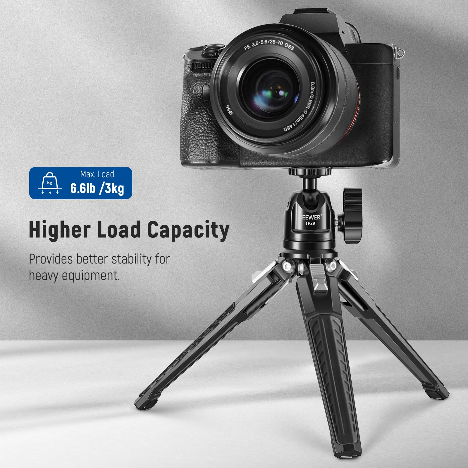 NEEWER Metal Mini Trípode con 360°Cabezal Bola Sobremesa, Soporte de Toma Vertical y Mango, Soporte de Trípode Viaje Portátil con Tornillo 1/4" para Cámara Móvil Acción CAM, Carga Máx 6,6lb/3kg, TP29