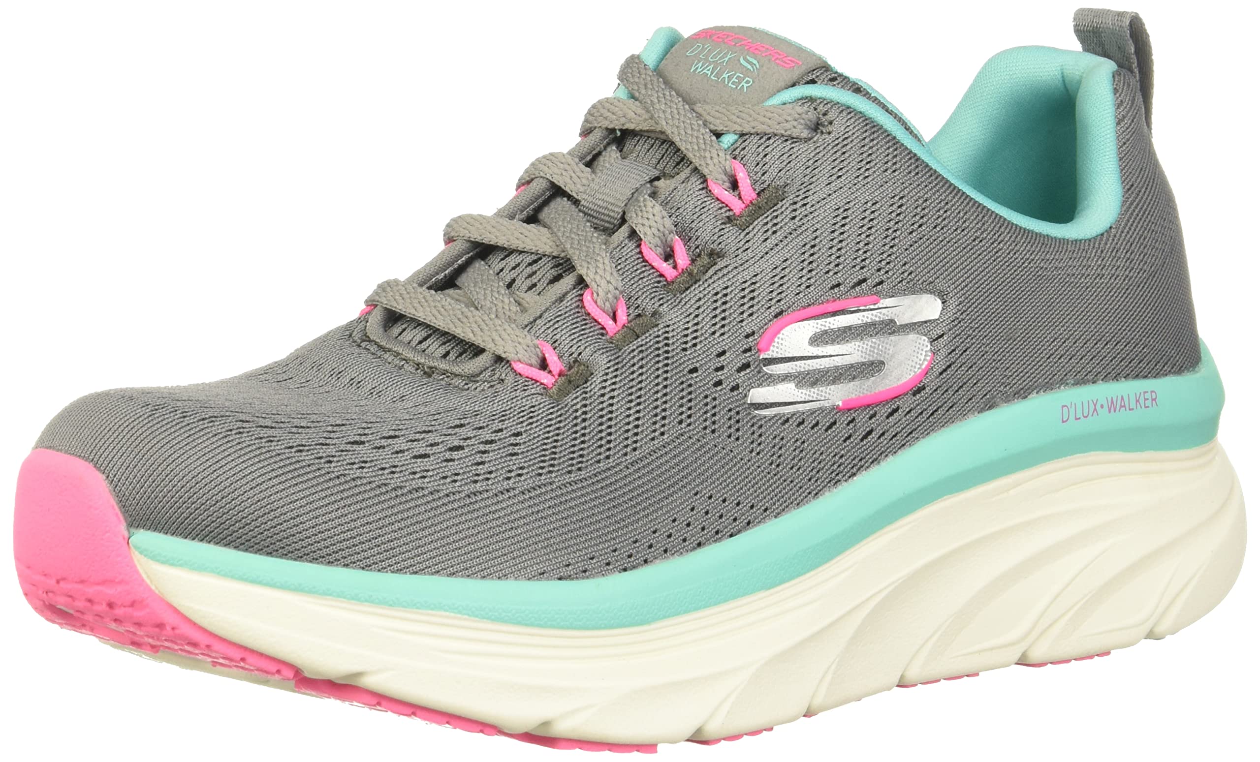 Skechers Womens DLUX Walker-Fresh Finesse Gray/Multi Casual Shoe - 4 UK (149368) (B09PZ7HJJM) Amazon Price History, Amazon Price Tracker