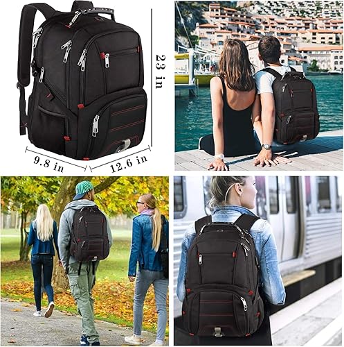 Miniatura 7 de Mochila de viaje para laptop, mochila extra grande de 50 litros para hombres con puerto de carga USB, compatible con la TSA, bolsa de computadora
