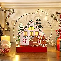 Vista 9 de Decoración de Mesa de Navidad, Decoraciones Iluminadas de Madera, Decoraciones de Mesa de Navidad Operadas a Batería para Interiores