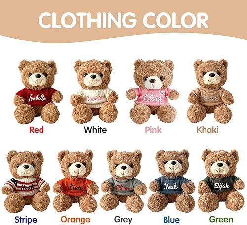 Miniatura 6 de Oso de peluche personalizado con nombre, animal de peluche personalizado de 12 pulgadas para niños, niñas, niños y parejas, regalo de juguete de