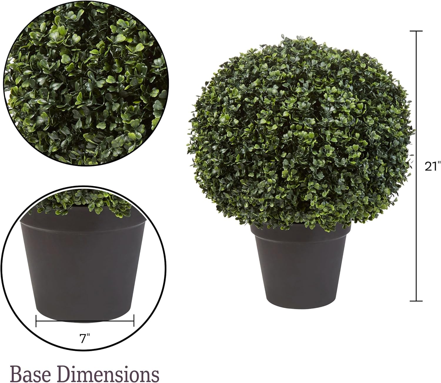 Pure Garden Artificial Boxwood Plant - 21-Inch Topiary Ball Faux Plant - Indoor or Outdoor UV Resistant Fake Plants for Home, Entryway, or Porch Decor