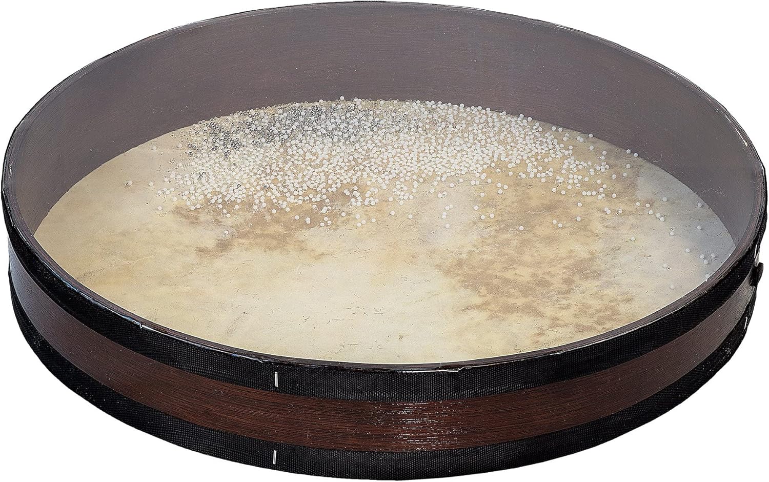 Natural Sounding Percussion Ocean Drum with Wave Beads and Hardwood Frame, Goat and Plexy-Skin 16" 20" 24" 28 inch (16 inches)