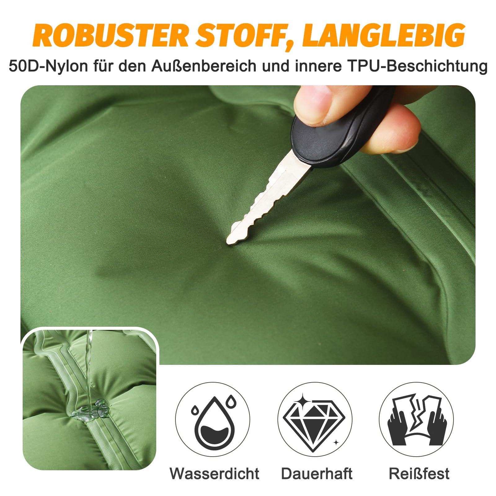 SWTMERRY Hochwertige Aufblasbare Isomatte – 12 cm verdickte Schlafmatte mit Fußpumpe & Kissen, wasserdicht leicht platzsparend Luftmatratze für Outdoor Camping, Wandern, Strand, Reise, Zelt