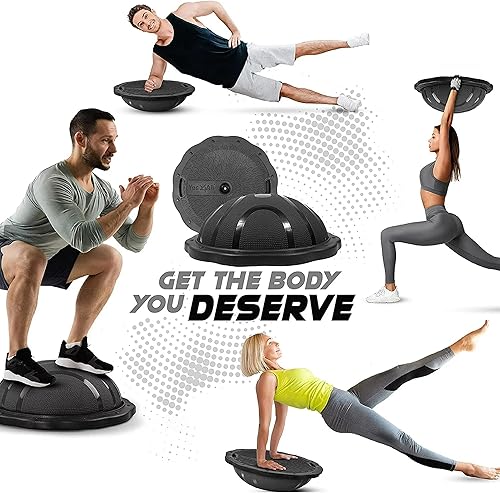 Miniatura 4 de Yes4All 880LBS Premium Half Ball Balance Trainer, Stability Ball, Half Yoga Ball, Combo with Pilate Ball and Resistance Band for Exercises, Home