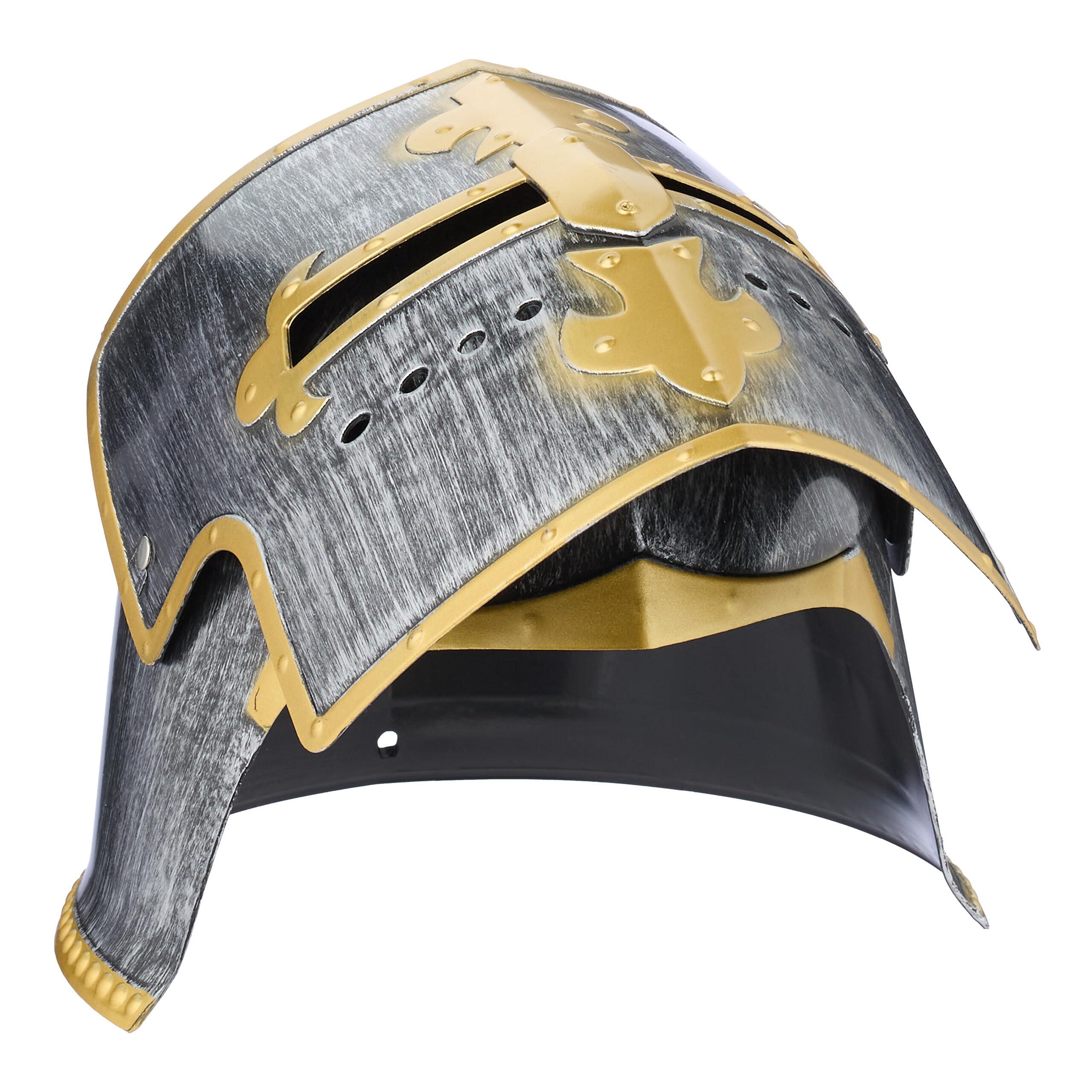 Relaxdays Elmo da Cavaliere Crociato, Casco Medievale con Visiera Alzabile, Costumi di Carnevale e Halloween, Plastica