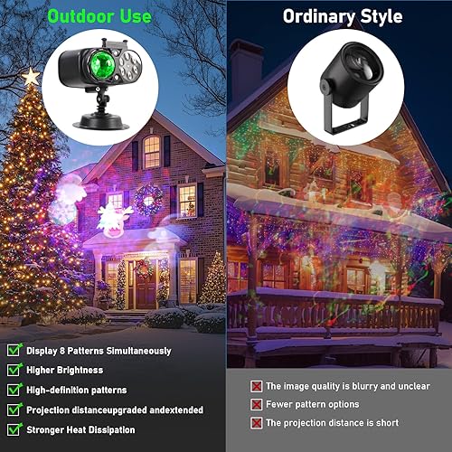 Miniatura 7 de Proyectores navideños mejorados 2025, luces de proyector de decoraciones de Halloween más brillantes, proyector de Navidad con 10 diapositivas