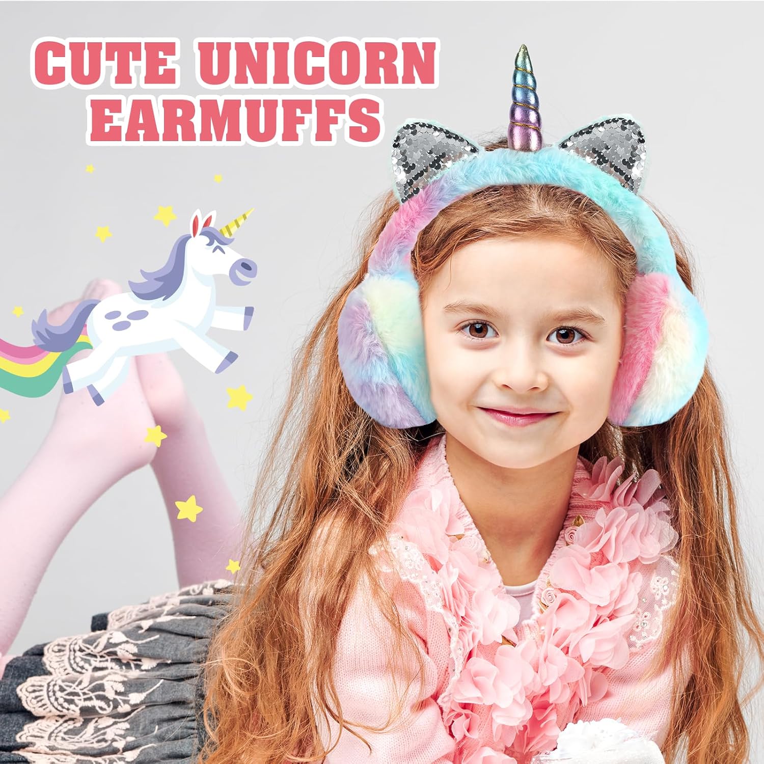 Ear Muffs for Kids Unicorn Earmuffs Winter Cute Ear Warmers Soft Plush Ear Covers for Cold Weather Women Kids Girls - Image 6