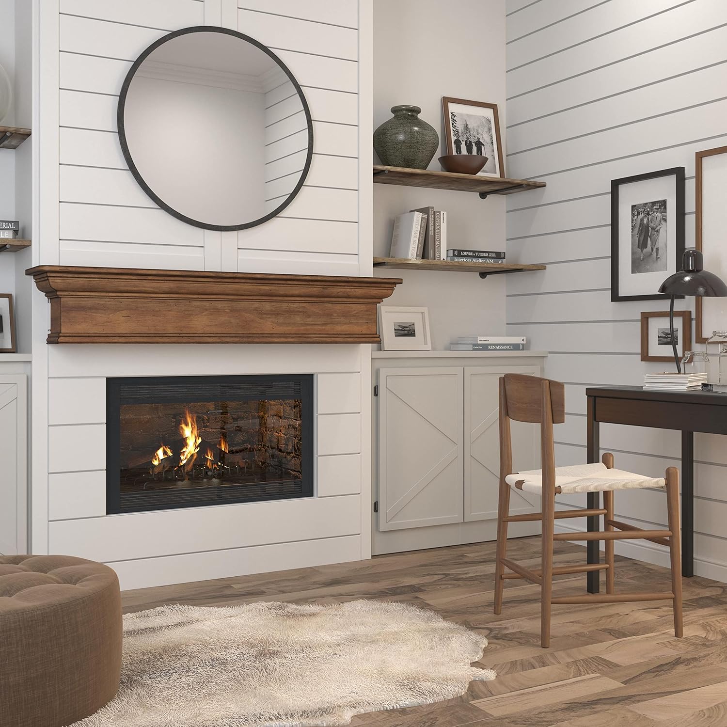 Pearl Mantels ARYB6042015 Transitional Premium Pine Wood Mantel Shelf, Lightly Distressed Chestnut Finish, 60" L x 9" D x 9" H, The Perfect Compliment to Your Hearth and Home