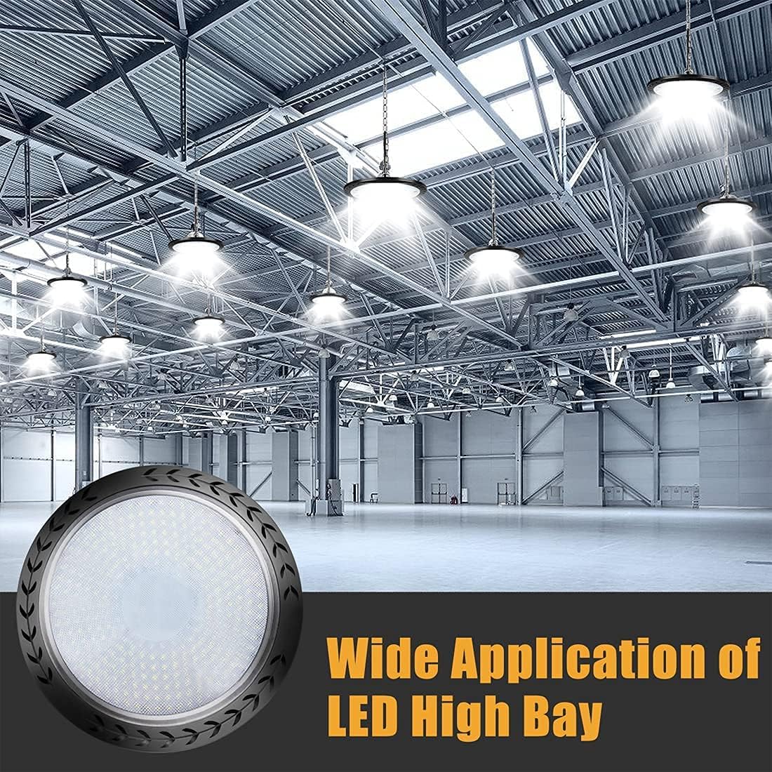 Up To 40% OFF UFO LED High Bay Light 100W, 10000lm High Bay Led Shop Garage Lights 6500k Daylight IP65 Waterproof Workshop Commercial/Industrial Warehouse Barn Lighting Fixture with Safety Hanging Chain (1 Pack)