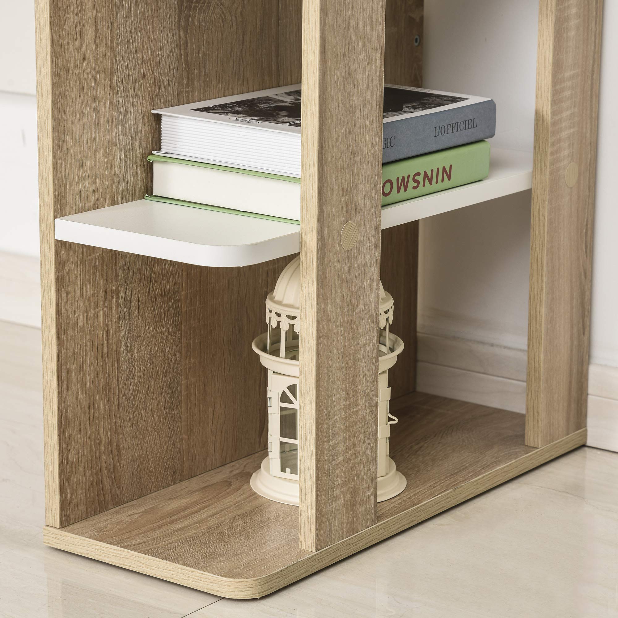 HOMCOM Mesa de Escritorio 2 en 1 con Estante 3 Niveles 100x55x74 cm Madera | Gran Superficie, Espacio Almacenaje Amplio, Mesa de Oficina, Dormitorio, Estudio