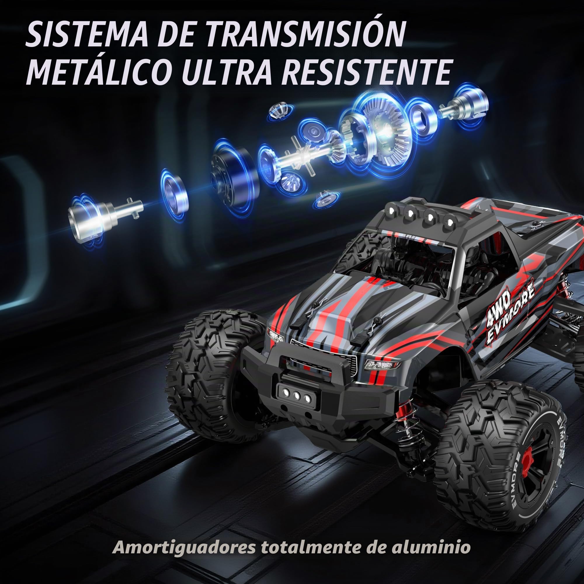 Evmore Coche Teledirigido Adulto 1:16,55 km/h 4WD Coche Radiocontrol de Alta Velocidad Sin Escobillas,Coche RC 4x4 con 2 Baterías 40min, 2.4Ghz Remote Control Car de Carreras Todoterreno teledirigido