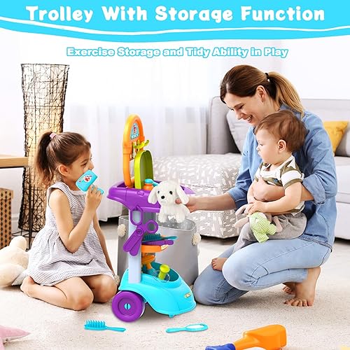 Miniatura 3 de TOYMNI Kit de carrito de médico para niños de 3, 4, 5, juego de médico, juego médico de simulación para niños pequeños y niñas, 18 juguetes de