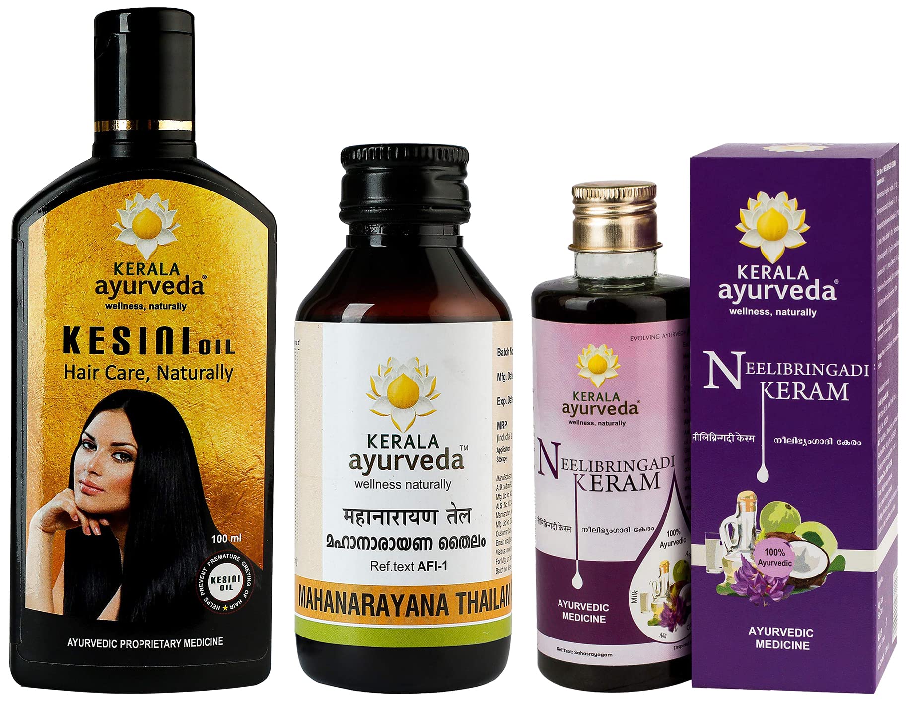 Kerala Ayurveda Kesini Oil - 100 ml & Neelibringadi Keram 200 Ml & thailam 200 Ml | Post-workout Abhyanga Oil | Soothes Sore Muscles | Relieves Stiff Joints | With Bilva, Ashwagandha
