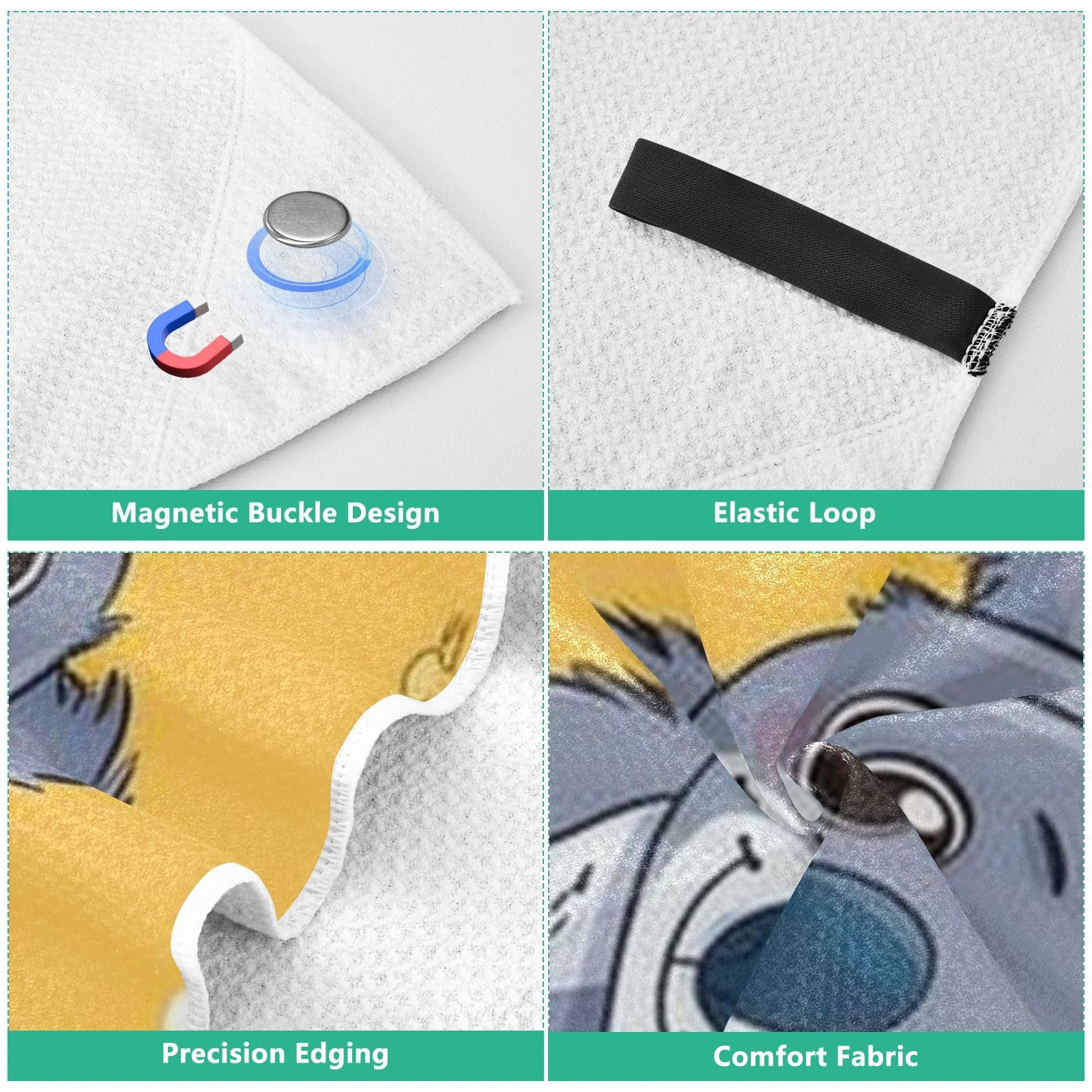 Grandes serviettes de plage avec sacs en maille pour adultes, motif koala mignon à pois blancs jaunes avec fermeture magnétique, serviette absorbante à séchage rapide pour piscine, camping et