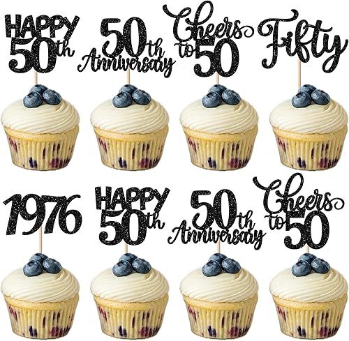 Vista 34 de Rsstarxi Paquete de 30 decoraciones para cupcakes de cumpleaños de 14 años con purpurina 2011 Hello 14 Cheers to 14 años de edad, catorce años, Negro