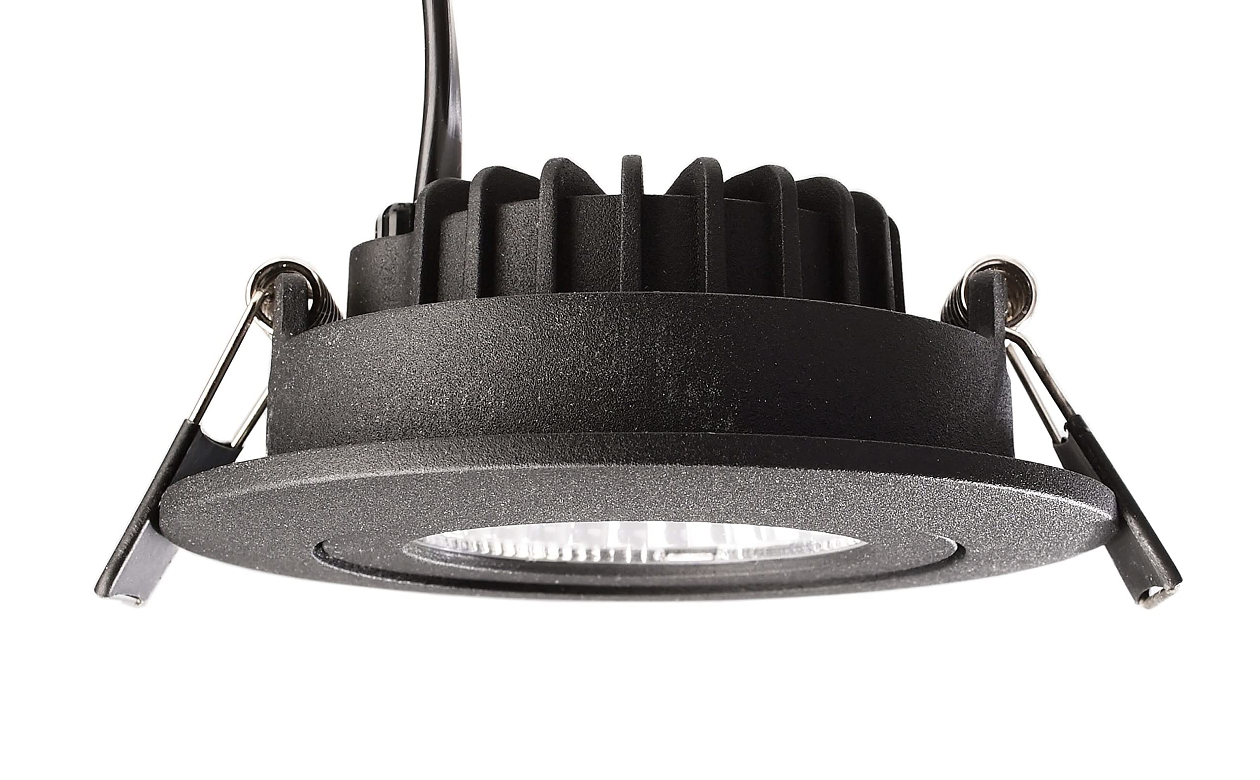 Deko-Light | LED Decken-Einbaustrahler Leuchte Aluminium schwarz rund Ø 8 cm 3000 K warmweiß mit Netzgerät und Verbinder für Durchgangsverdrahtung dimmbar | Dione