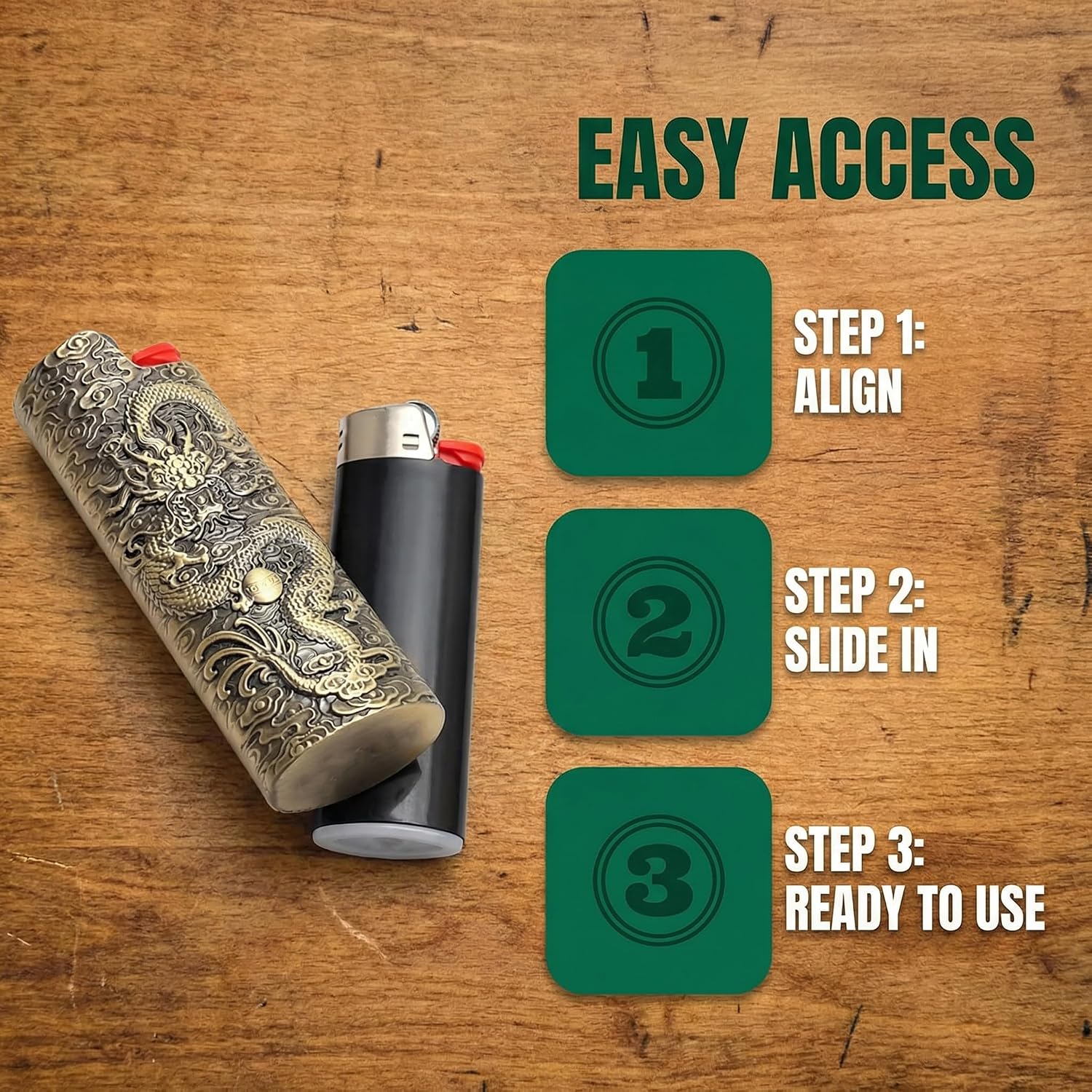Lighter Case Cover Cases Holder Metal Sleeve Vintage Dragon Engraving for Size J6 Accessory Durable Stylish