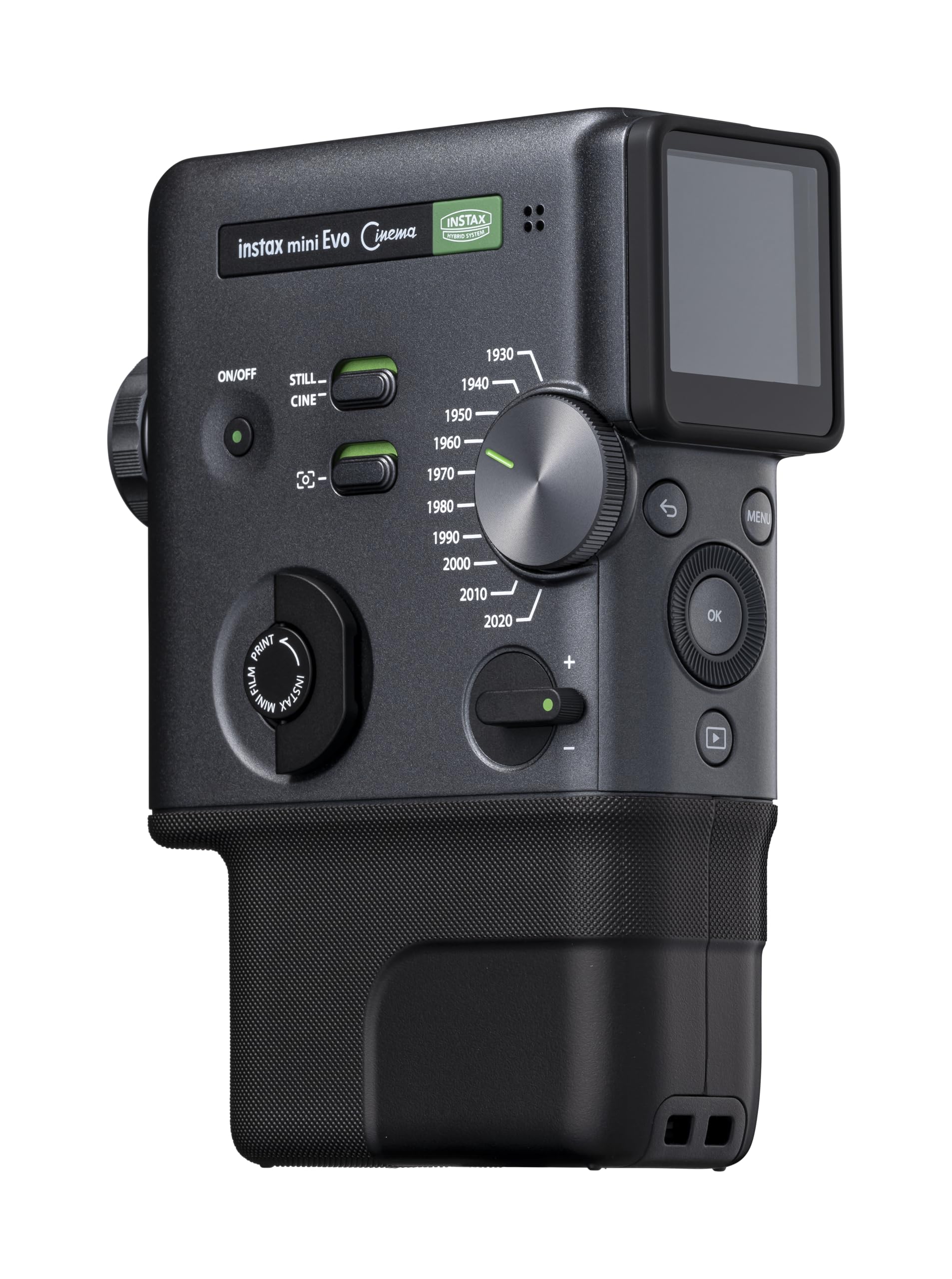 FUJIFILM instax mini Evo Cinema™ Hybrid-Sofortbildkamera | 3-in-1 Hybrid-Kamera für Sofortbilder, Videoaufnahmen und Smartphone-Druck mit Bluetooth App-Steuerung & kreativen Retro-Effekten | Black