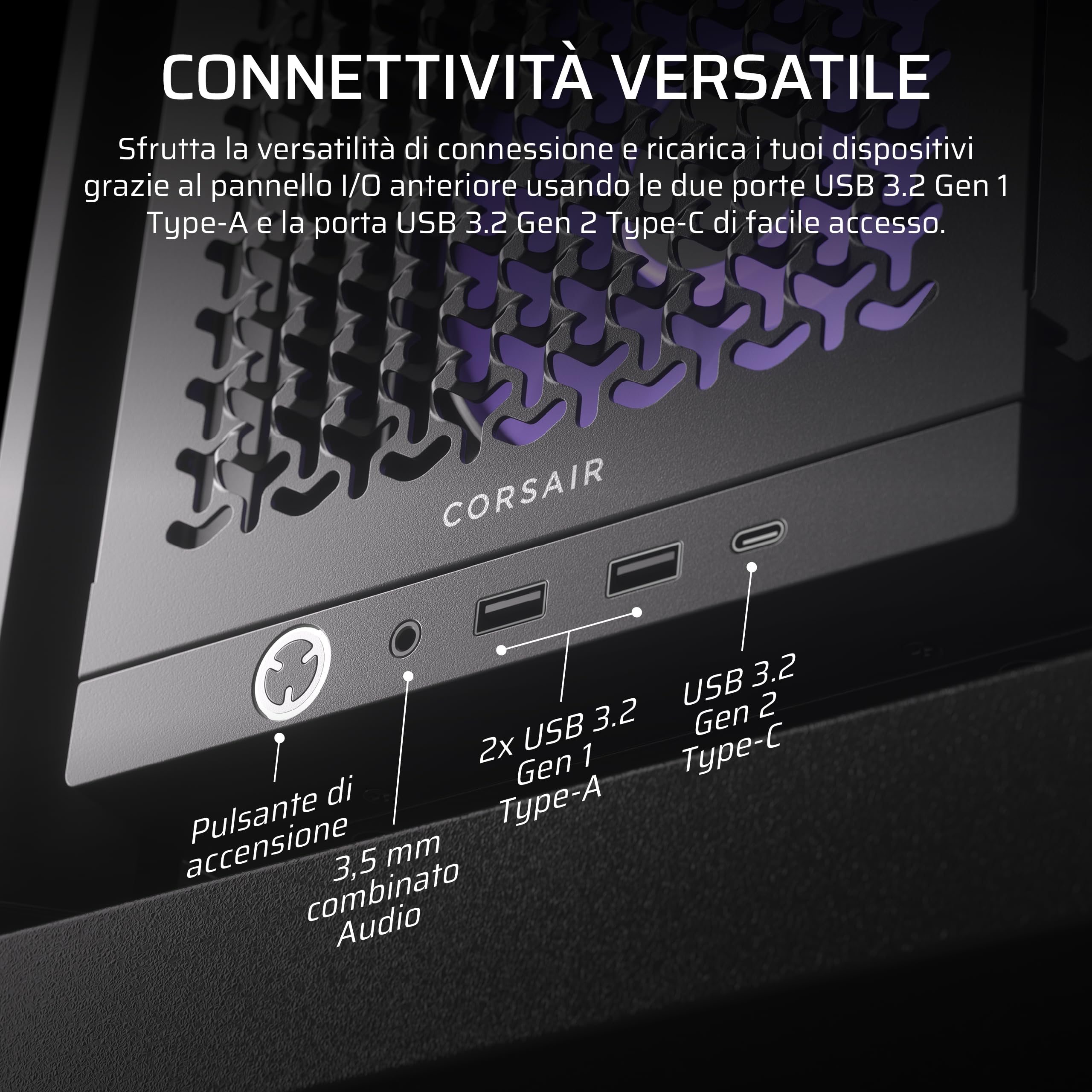 CORSAIR FRAME 4000D RS ARGB Case modulare Mid-Tower ATX Nero 3 ventole preinstallate