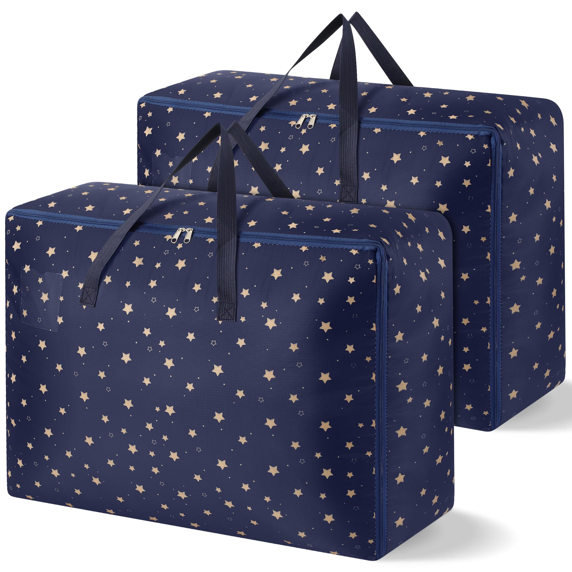 Averrex 4 PCS 105L Large Storage Bags, Heavy Duty Moving Bags with Sturdy Zips and Handle, Waterproof Underbed Storage Bag for Clothes Duvet Bedding and Laundry