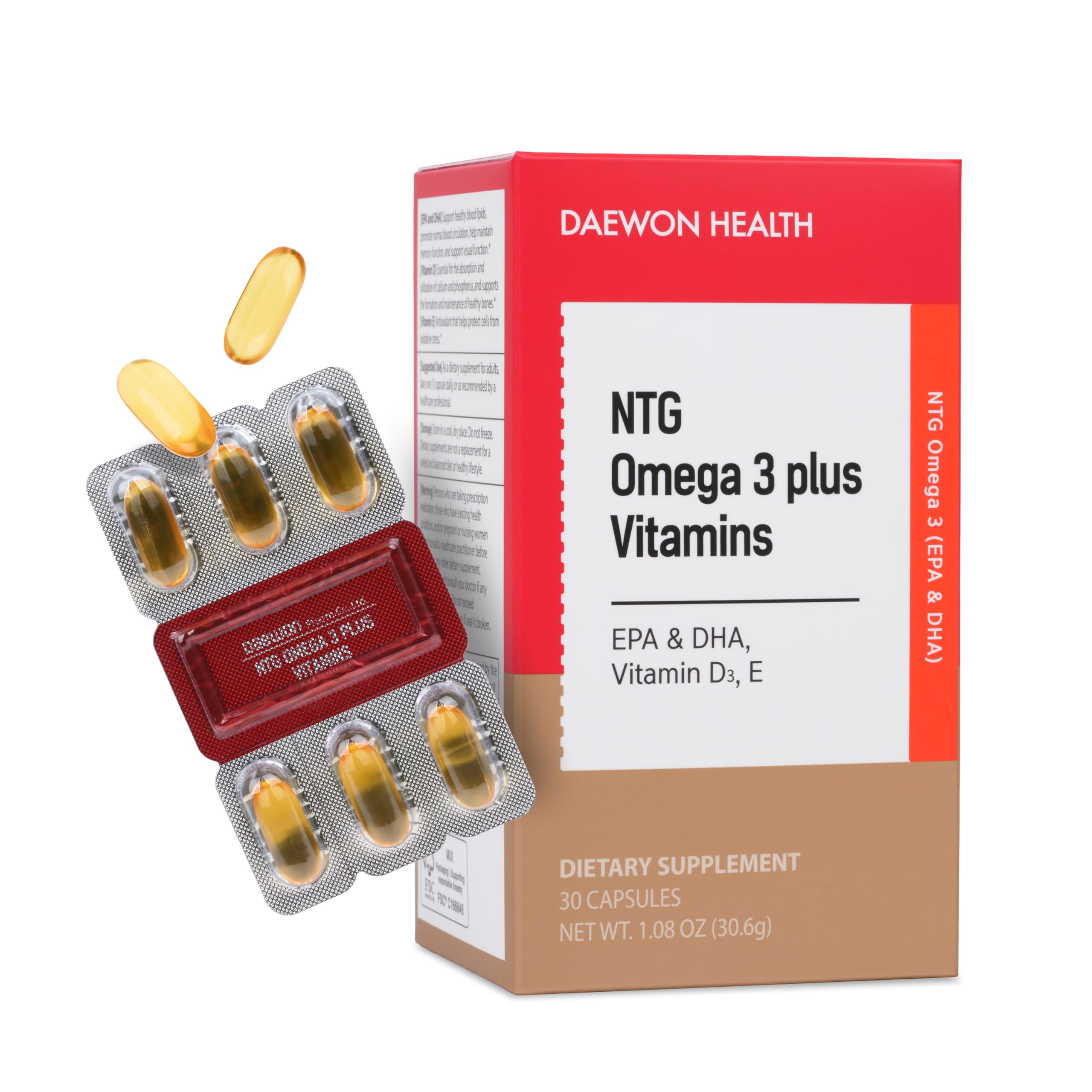 Vegan Algae Omega 3, DHA EPA, Vitamin D3 & E, 30 Softgels