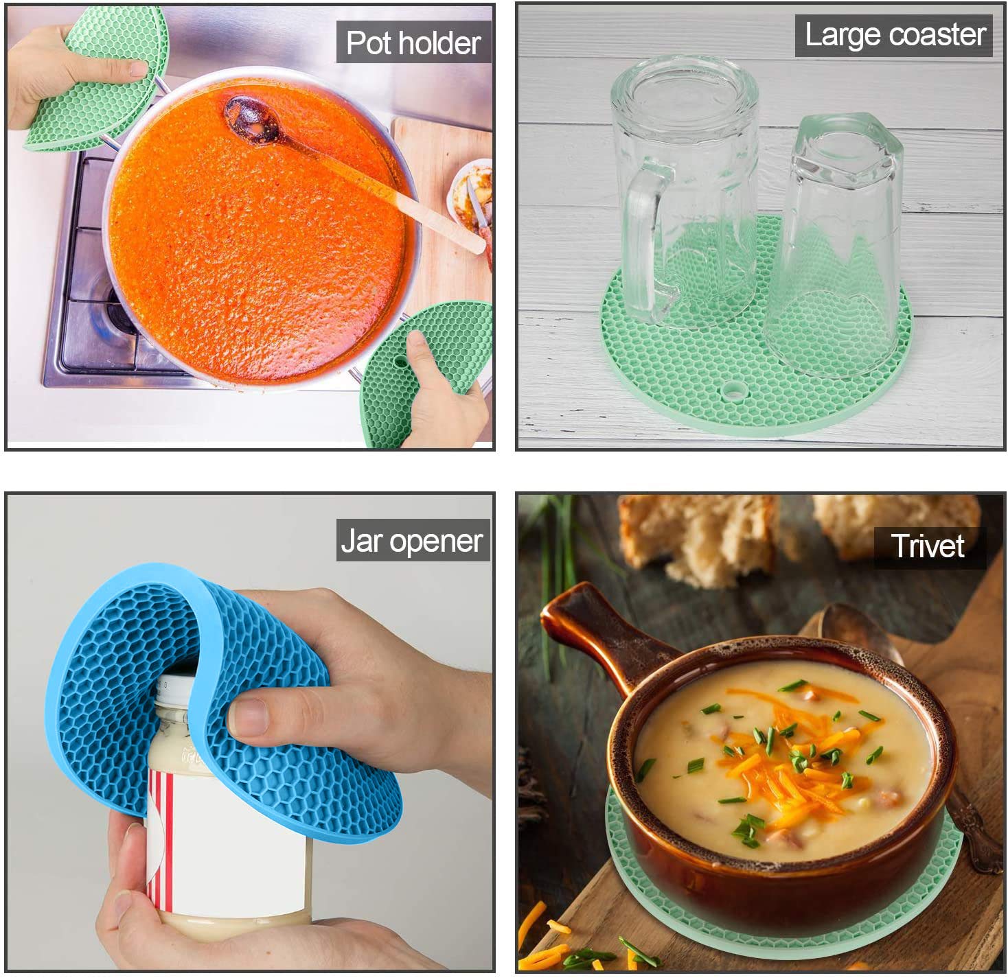 6 Sottopentola In Silicone 15cm - Resistente Al Calore E Antiscivolo Per Cucina - Foto 3